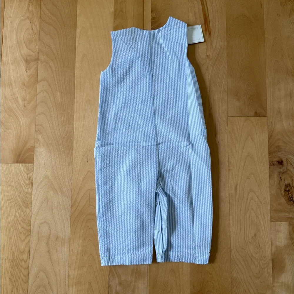 Lil Cactus Boys Fall Seersucker Romper Blue White 12-18 mo Fall Pumpkin Truck